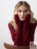 Свободный свитер из вязаного трикотажа вишневый Pompa