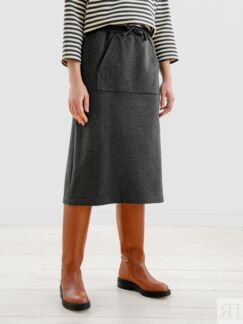 Прямая юбка из хлопкового трикотажа темно-серая Pompa