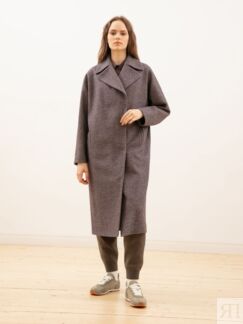Твидовое демисезонное женское пальто серое Pompa