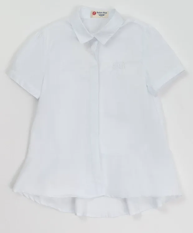 Белая блузка с коротким рукавом Button Blue (158)