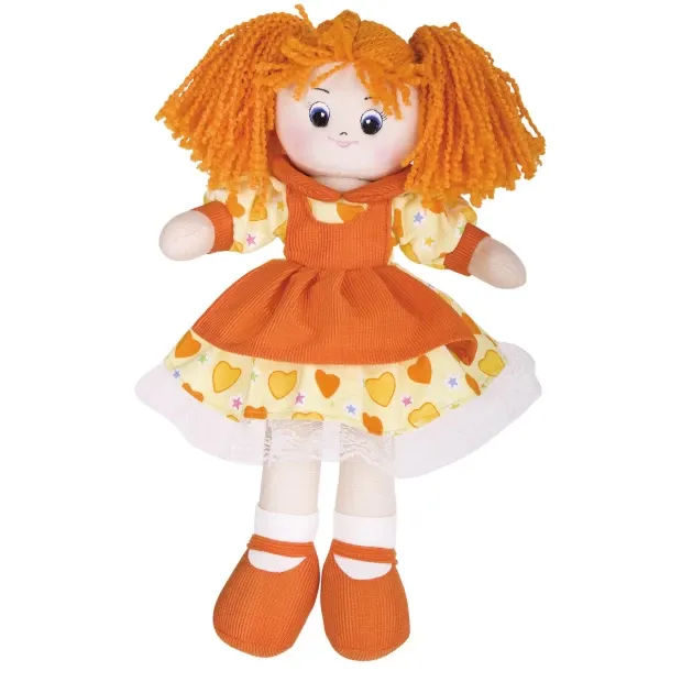 Мягкая кукла Gulliver Апельсинка в платье с сердечками, 40 см