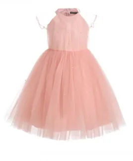 Розовое нарядное платье из сетки Gulliver (104)
