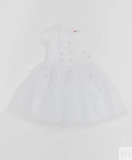 Белое платье с сеткой Button Blue (128)