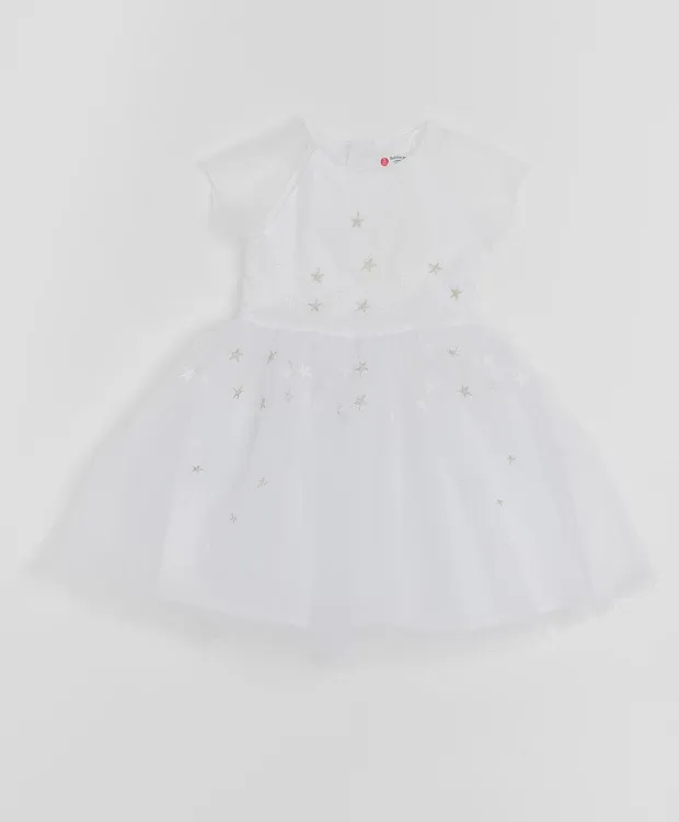 Белое платье с сеткой Button Blue (104)