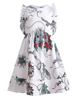 Белое платье с орнаментом Королевские ценности Gulliver (146)