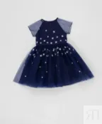 Синее платье с сеткой Button Blue (128)
