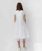 Белое платье с сеткой Button Blue (140)