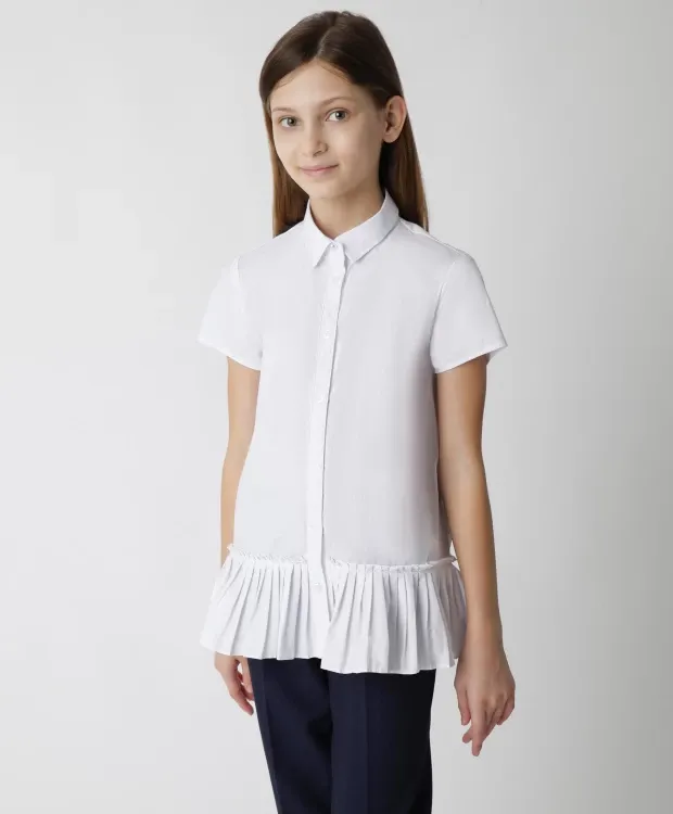 Белая блузка с коротким рукавом Gulliver (164)