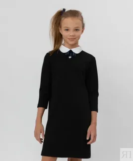 Черное платье с рукавом 3/4 Button Blue (140)