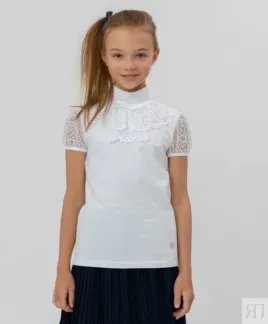 Белая блузка с кружевом Button Blue (170)