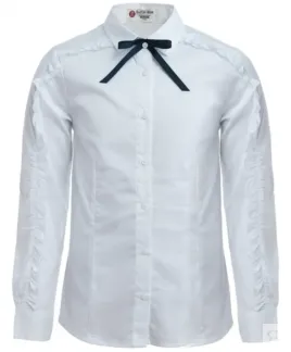 Белая блузка со сменным бантиком Button Blue (152)