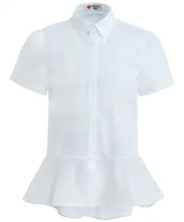 Белая блузка с баской Button Blue (158)