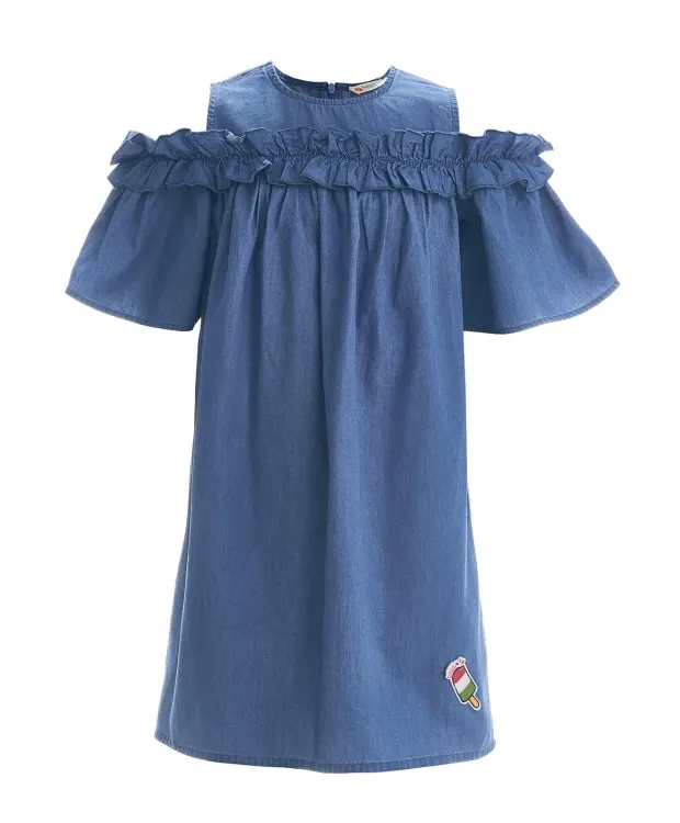 Голубое платье шамбре Button Blue (158)