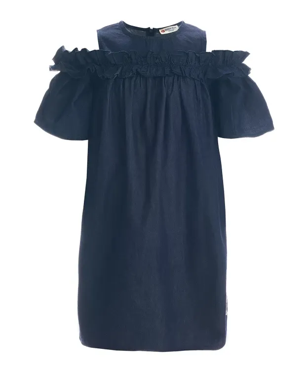 Синее платье шамбре Button Blue (158)