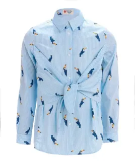 Голубая блузка в полоску Button Blue (122)