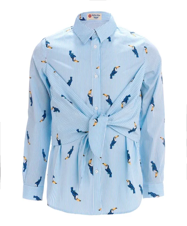 Голубая блузка в полоску Button Blue (122)