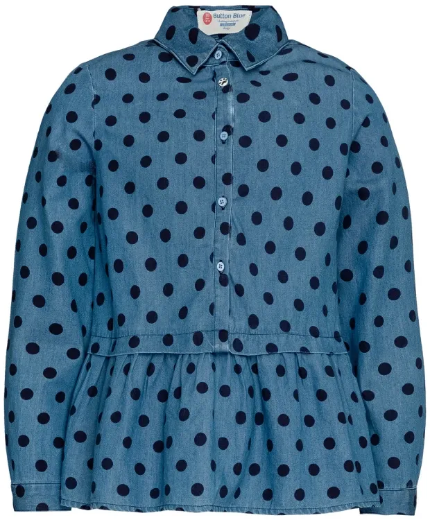 Голубая блузка с баской Button Blue (158)