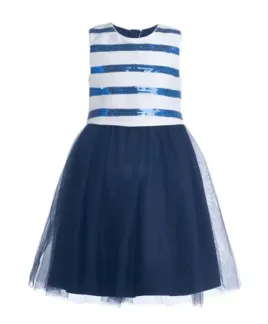 Синее нарядное платье с пайетками Button Blue (122)