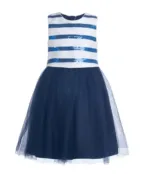 Синее нарядное платье с пайетками Button Blue (98)