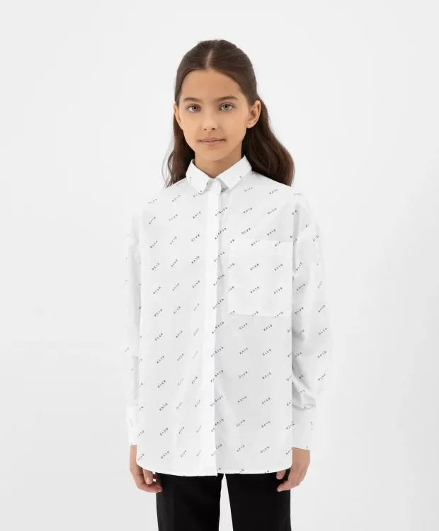 Блузка с мелким рисунком белая Gulliver (140)