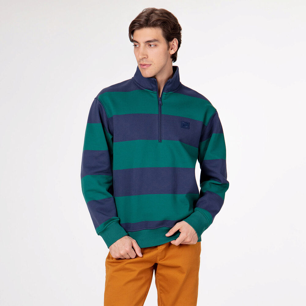 Мужской свитшот STREETBEAT Half Zip Striped Pullover Fleece SBM-CRWHZ0002-300-2XL фото 1