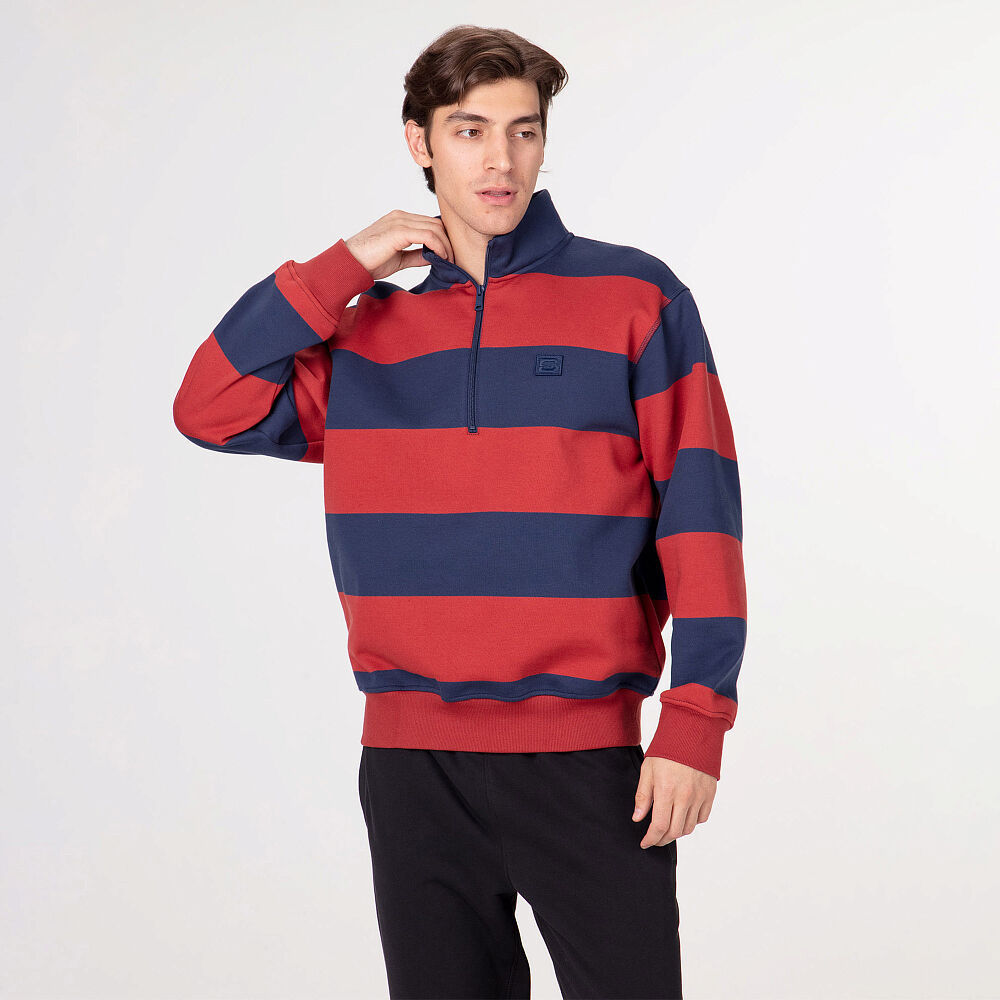 Мужской свитшот STREETBEAT Half Zip Striped Pullover Fleece SBM-CRWHZ0002-680-S фото 1