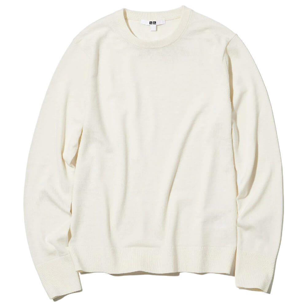 Джемпер Uniqlo Extra Fine Merino Crew Neck, белый 450509 | OFF WHITE COL01 фото 1