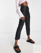 Черные джинсы прямого кроя с покрытием Topshop