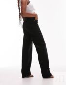 Черные выбеленные джинсы Mom в стиле оверсайз Topshop Hourglass