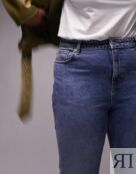 Синие джинсы Topshop Curve Straight с необработанным краем