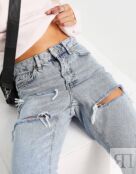 Белые рваные джинсы Topshop Petite Mom