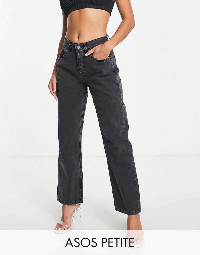 Черные джинсы прямого кроя в стиле 90-х ASOS DESIGN Petite