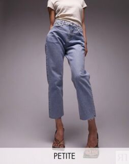 Белые прямые джинсы с необработанным краем Topshop Petite