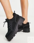 Черные массивные туфли на шнуровке с квадратным носком ASOS DESIGN Mattie
