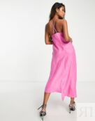 Платье-комбинация миди цвета фуксии с ремешками Topshop 117400446 фото 2