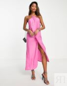 Платье-комбинация миди цвета фуксии с ремешками Topshop 117400446 фото 4