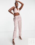 Узкие атласные брюки карго розовато-лилового цвета ASOS DESIGN
