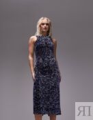 Разноцветное платье миди с открытой спиной и пайетками Topshop 117760007 фото 4