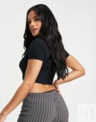 Черная облегающая футболка ASOS DESIGN 118674014 фото 2