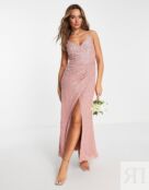 Темно-розовое платье макси с драпировкой ASOS EDITION