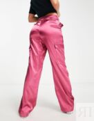 Темно-розовые атласные брюки карго Miss Selfridge