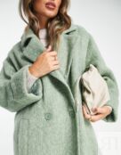 Нежно-зеленое пальто с начесом из смесовой шерсти ASOS DESIGN smart