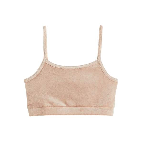 Топ домашний H&M Velour Crop, бежевый 1124790002 фото 1