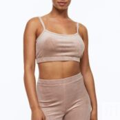 Топ домашний H&M Velour Crop, бежевый 1124790002 фото 2