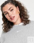 Серая толстовка с круглым вырезом и парусиной Nike Plus mini swoosh 116382842 | GREY фото 4