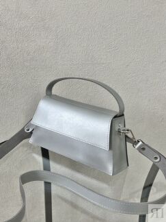 Женская кожаная сумка тоут серебристая A044 silver mini
