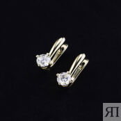 Серьги из желтого золота с бриллиантом э0301сг04200689 7000002572317 фото 4