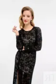 Приталенное платье макси из кружева черного цвета magical lace YouStore FW24/D/3LS/022/BL фото 2