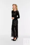 Приталенное платье макси из кружева черного цвета magical lace YouStore FW24/D/3LS/022/BL фото 3