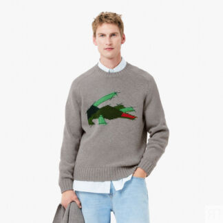Мужской шерстяной свитер Lacoste с круглым вырезом